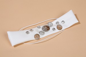 Fascia bottoni strass - bianco