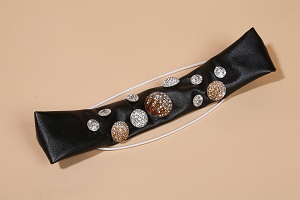 Fascia bottoni strass - nero