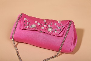 Borsa perle e strass - fuxia