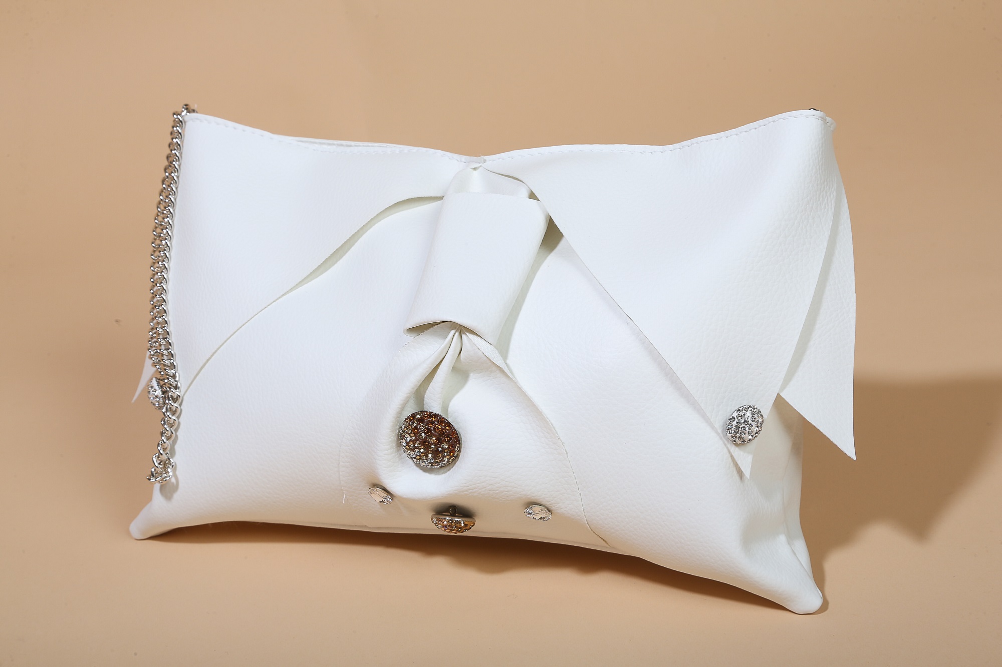 Borsa bottoni strass - bianco